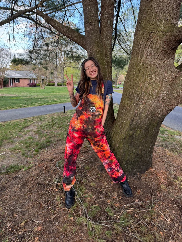 Lava Drip Overalls – Bold Colorful Artistic Statement Overalls